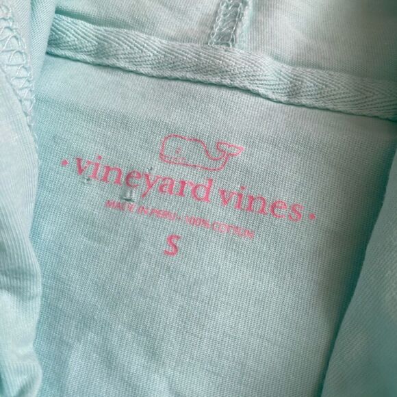 Vineyard Vines Pullover Top Hooded Teal Thin Lightweight Women’s Small Tiny FLAW - Picture 7 of 8